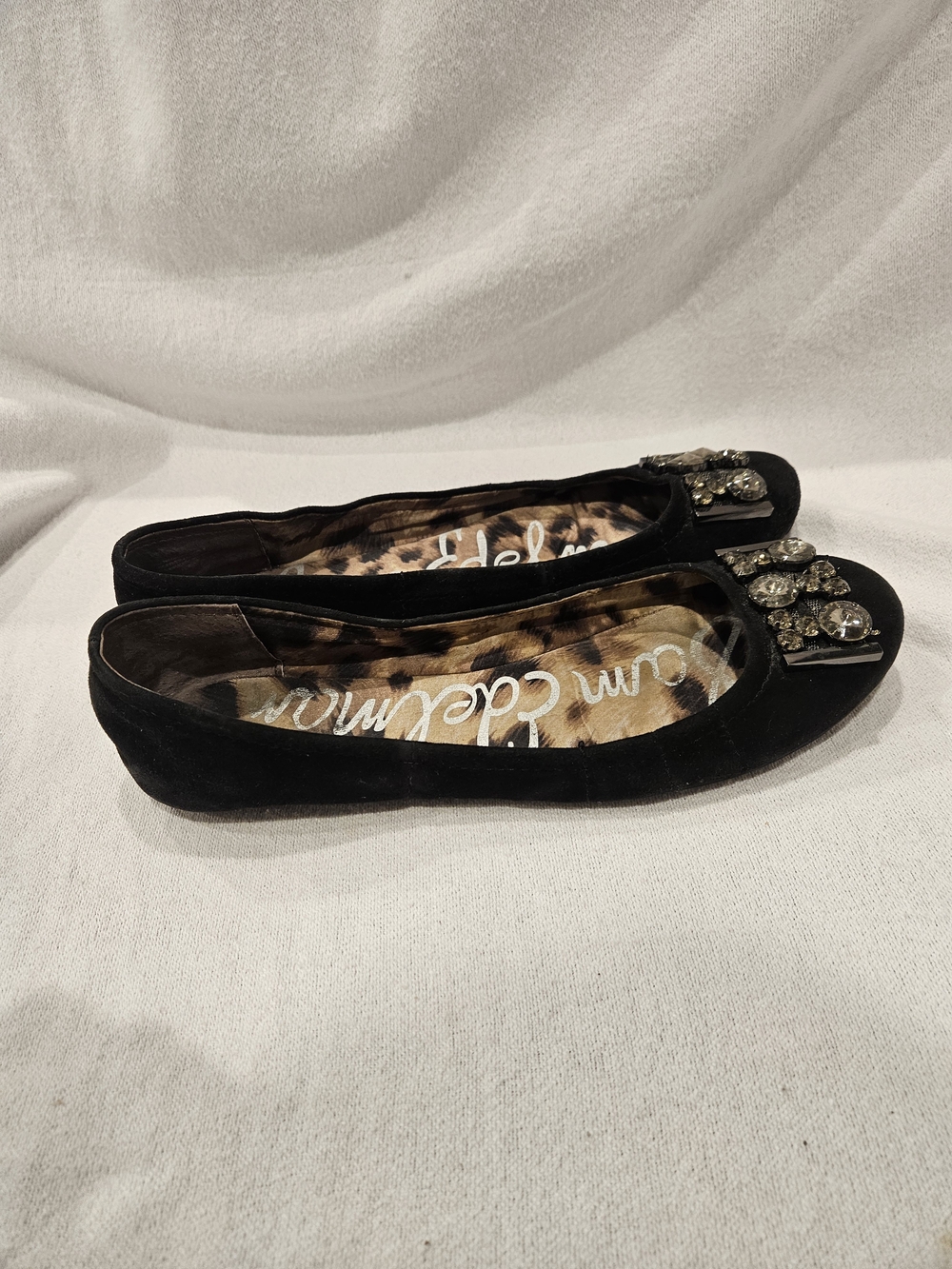 Sam Edelman Black Embellished Suede Ballet Flats - Picture 3 of 11